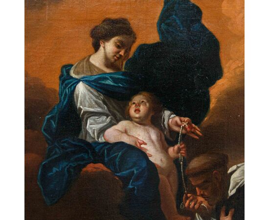 Cerchia di Domenico Piola (Genova, 1627 – Genova, 8 aprile 1703), Madonna con il Bambino e San Domenico