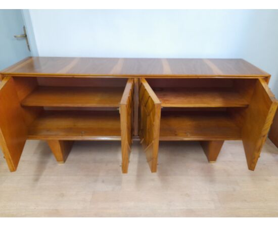 CREDENZA ART DECO ANNI '40 IN ROVERE BIONDO NELLO STILE DI GIO PONTI