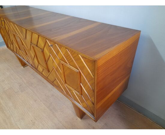 CREDENZA ART DECO ANNI '40 IN ROVERE BIONDO NELLO STILE DI GIO PONTI