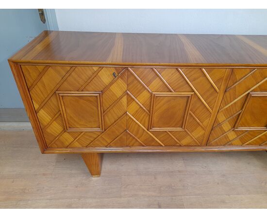 CREDENZA ART DECO ANNI '40 IN ROVERE BIONDO NELLO STILE DI GIO PONTI