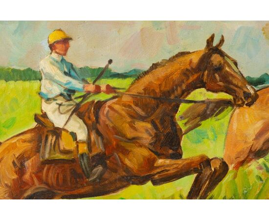 French painting with &quot;horse race&quot; - O / 5059     