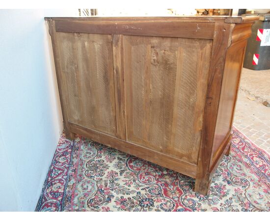 CREDENZA IN NOCE A DUE PORTE E TRECASSETTI RESTAURATA EPOCA 800 cm L150xP54xH103