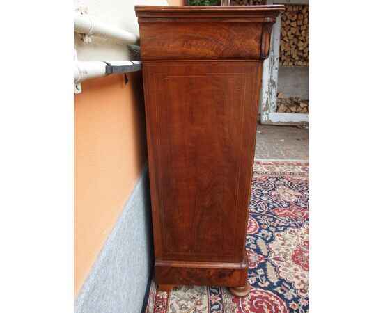 PICCOLA CREDENZA CAPPUCCINO IN PIUMA DI NOCE CARLO X FRANCIA cm L97xP47xH121