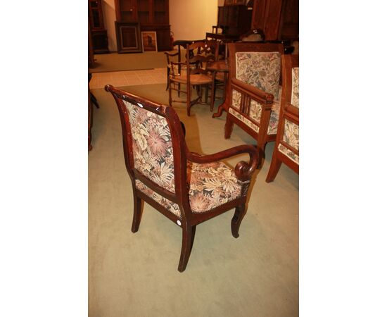 Poltrona Stile Direttorio Francese del 1800 con tessuto floreale Sanderson