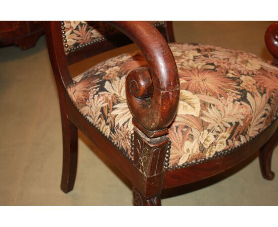 Poltrona Stile Direttorio Francese del 1800 con tessuto floreale Sanderson