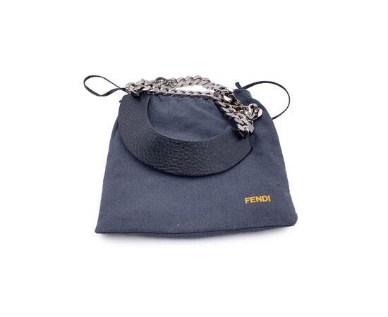 FENDI Collana in Pelle Col. Argento FF