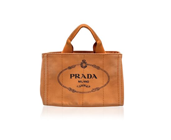 PRADA Borsa Shopper in Tela Col. Arancione Canapa M