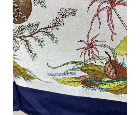 GUCCI Foulard Vintage in Seta Col. Blu Flora