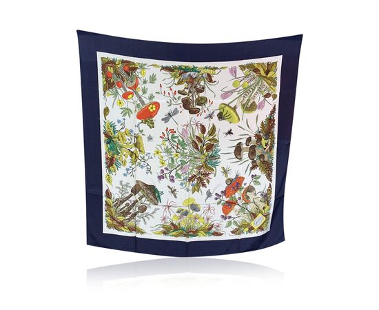 GUCCI Foulard Vintage in Seta Col. Blu Flora