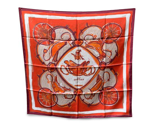 HERMES Foulard in Seta Col. Rosso Carre 90