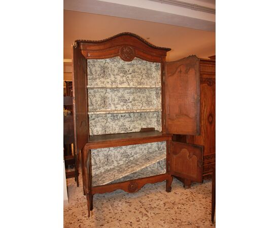 Grande Credenza Doppio Corpo Francese stile Provenzale in Legno di Rovere