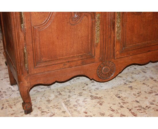 Grande Credenza Doppio Corpo Francese stile Provenzale in Legno di Rovere