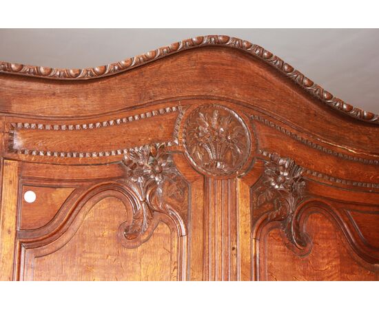 Grande Credenza Doppio Corpo Francese stile Provenzale in Legno di Rovere