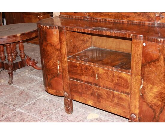 Credenza Francese stile Liberty in radica di Noce della prima metà del 1900