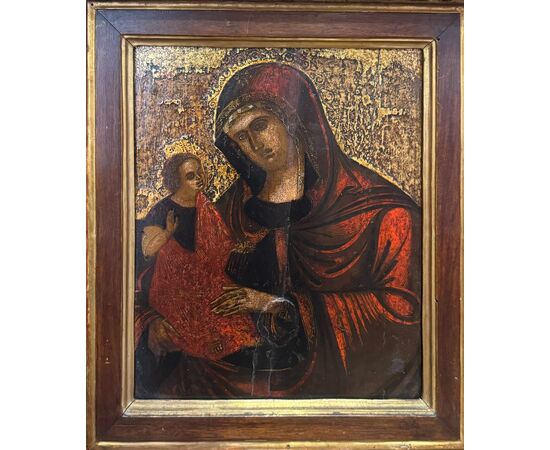 DIPINTO MADONNA COL BAMBINO, da Nikolaos Tzafouris (Grecia 1468–Venezia 1501)