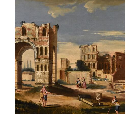 Capriccio architettonico con antiche rovine classiche, Jacopo Fabris (Venezia, 1689 - 1761)