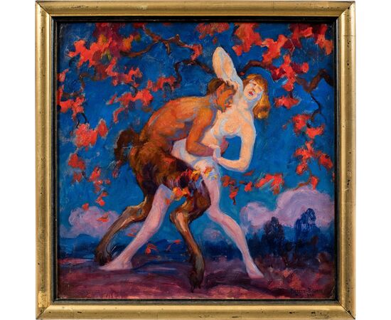Pietro Bianco Bortoluzzi, detto Pieretto Bianco (Trieste 1875 - Bologna 1937) - Satiro e ninfa.