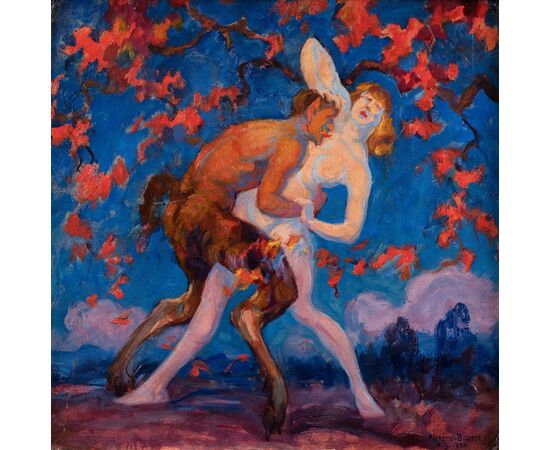 Pietro Bianco Bortoluzzi, detto Pieretto Bianco (Trieste 1875 - Bologna 1937) - Satiro e ninfa.