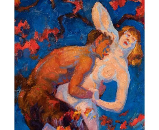 Pietro Bianco Bortoluzzi, detto Pieretto Bianco (Trieste 1875 - Bologna 1937) - Satiro e ninfa.
