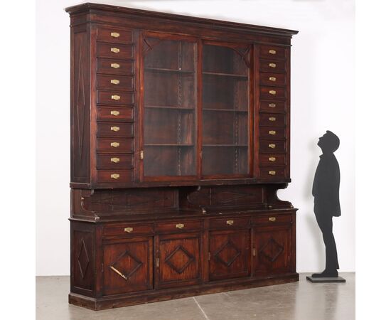 Grande credenza da negozio a Due Corpi liberty