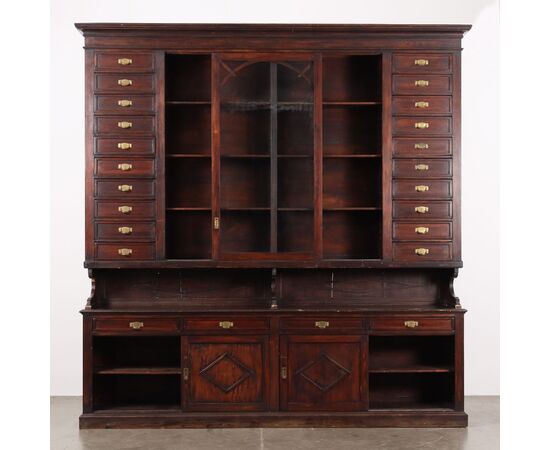 Grande credenza da negozio a Due Corpi liberty