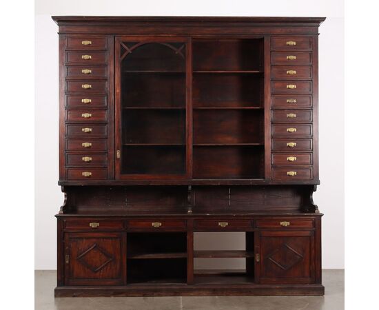 Grande credenza da negozio a Due Corpi liberty