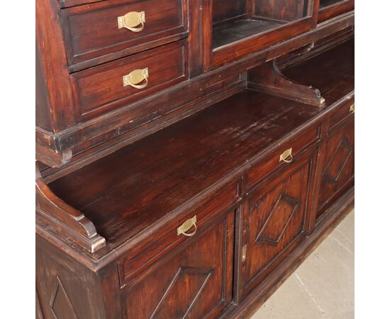 Grande credenza da negozio a Due Corpi liberty