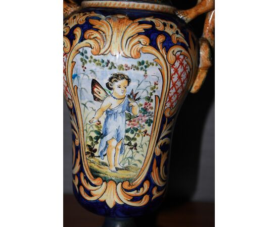 Vaso anfora in Porcellana Ginori a Doccia Firenze fine 1700 Maiolica