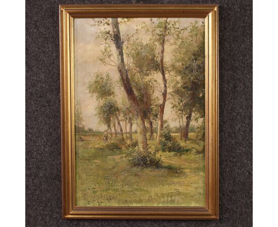 Italian painting landscape signed by M. Gheduzzi from the 40s