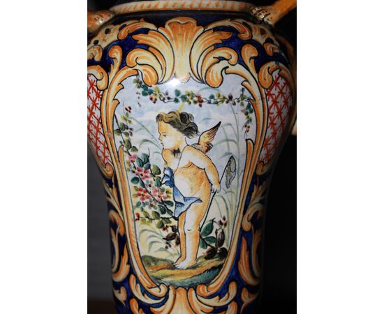 Vaso anfora in Porcellana Ginori a Doccia Firenze fine 1700 Maiolica