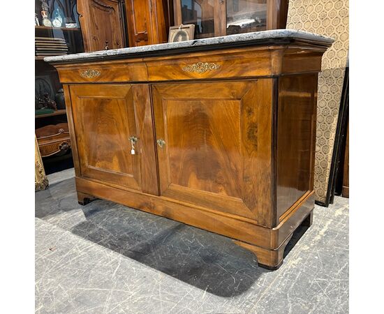 Antica splendida credenza -servante noce cappuccina CARLO X 1820 . con marmo . Mis 182 x 69 