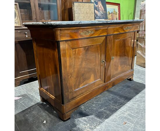 Antica splendida credenza -servante noce cappuccina CARLO X 1820 . con marmo . Mis 182 x 69 