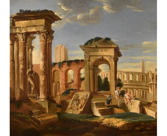 Capriccio architettonico con rovine classiche dell’Antica Roma, Jacob Fabris (Venezia, 1689 - 1761)