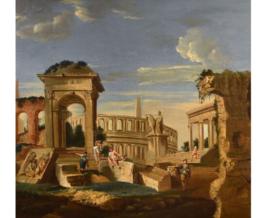 Capriccio architettonico con rovine classiche dell’Antica Roma, Jacob Fabris (Venezia, 1689 - 1761)