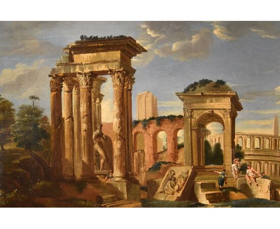 Capriccio architettonico con rovine classiche dell’Antica Roma, Jacob Fabris (Venezia, 1689 - 1761)