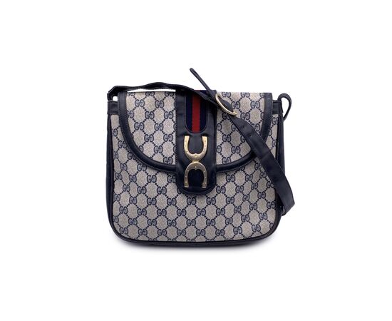 GUCCI Borsa a Tracolla Vintage in Tela Col. Blu Ophidia M