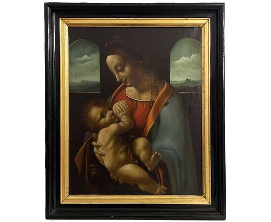 Madonna Litta, olio su tela dell' Ottocento.