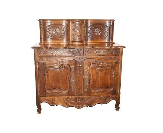 Credenza doppio corpo provenzale di fine 1800 in noce