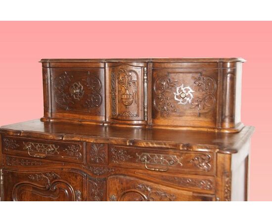 Credenza doppio corpo provenzale di fine 1800 in noce