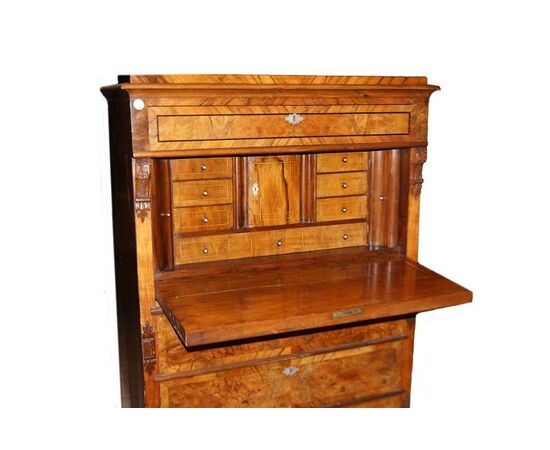 Secretaire Nord Europa in noce stile Biedermeier del 1800