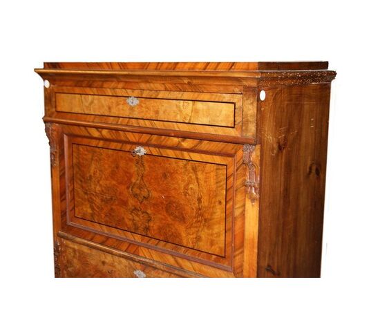 Secretaire Nord Europa in noce stile Biedermeier del 1800