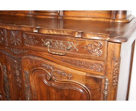 Credenza doppio corpo provenzale di fine 1800 in noce