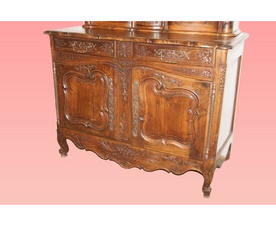 Credenza doppio corpo provenzale di fine 1800 in noce