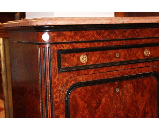 Secretaire Francese stile Luigi Filippo del 1800 in radica di Maples