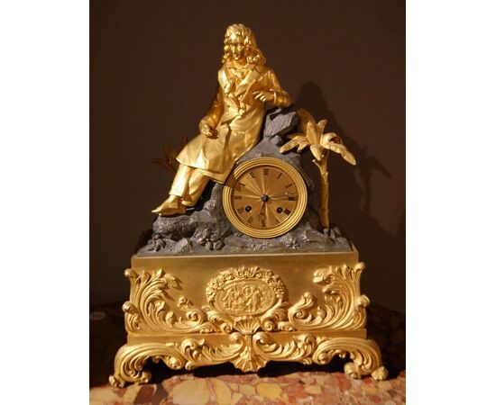 Parigina orologio da tavolo francese del 1800 in bronzo dorato