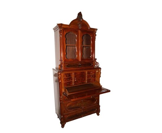 Trumeau secretaire Biedermeier del 1800 Nord Europa in mogano