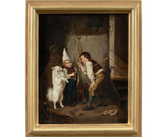 Pittore italiano (XIX sec.) - Il cane ammaestrato.