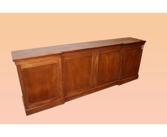 Credenza servante inglese stile Vittoriano del 1800 in legno di mogano 2 metri e 80 4 ante