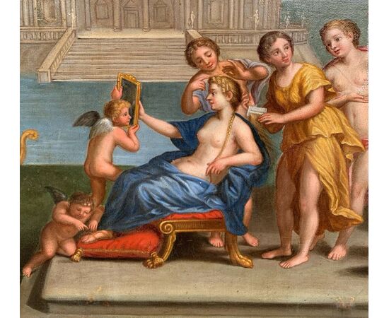 Francesco Albani (Bologna 1578 - Bologna 1660) bottega di - Toelette di Venere.