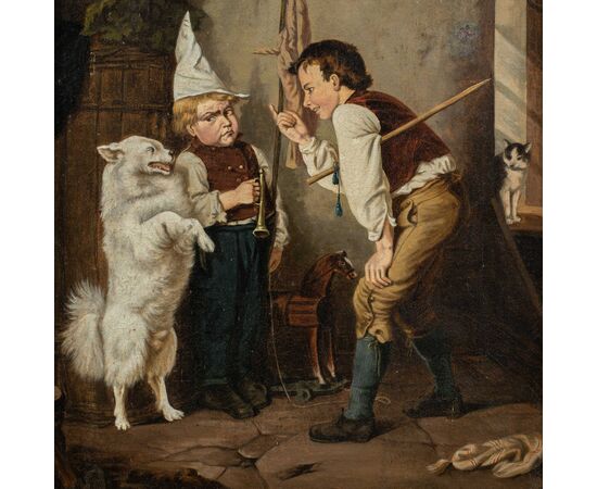 Pittore italiano (XIX sec.) - Il cane ammaestrato.